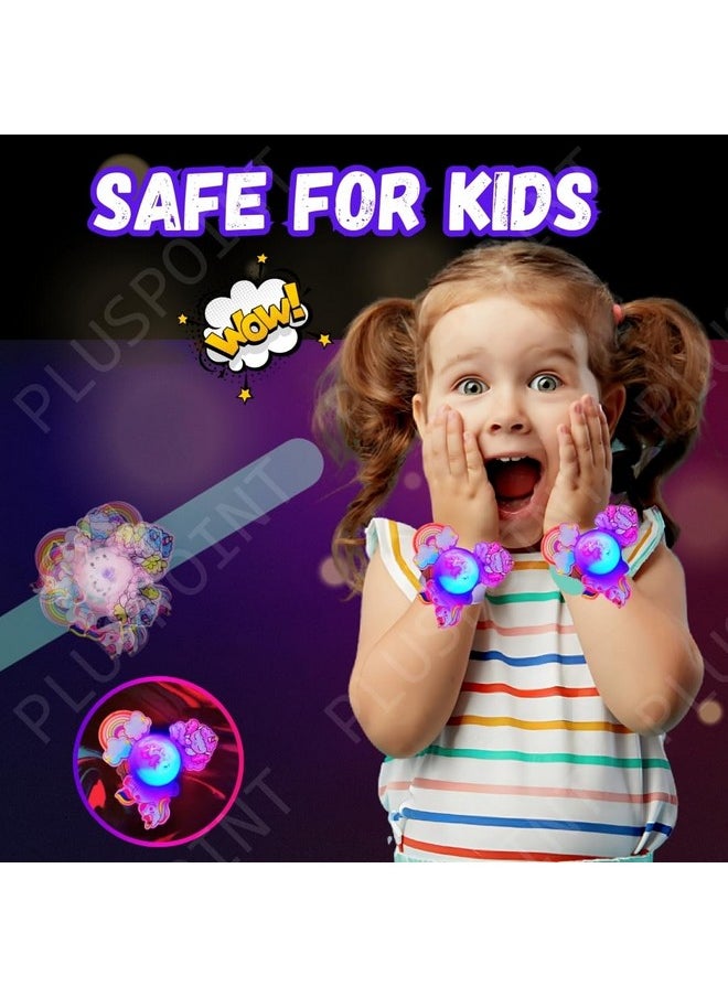 PLUSPOINT Unicorn Wrist Band for Girls 2 pack Green and purple Slap Band Cute Cartoon Bracelet Wrist Band with LED Light Up, Great Birthday Gift Toys for Kids Return Gift for Kids