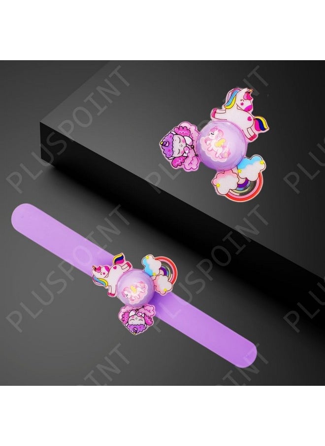 PLUSPOINT Unicorn Wrist Band for Girls 2 pack Green and purple Slap Band Cute Cartoon Bracelet Wrist Band with LED Light Up, Great Birthday Gift Toys for Kids Return Gift for Kids
