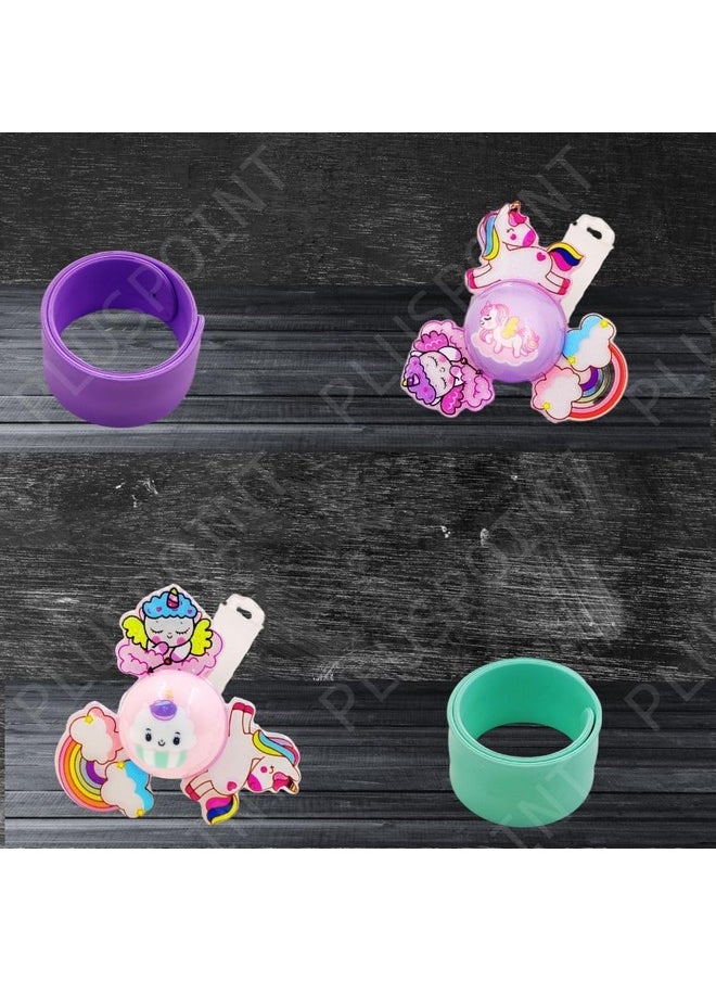 PLUSPOINT Unicorn Wrist Band for Girls 2 pack Green and purple Slap Band Cute Cartoon Bracelet Wrist Band with LED Light Up, Great Birthday Gift Toys for Kids Return Gift for Kids