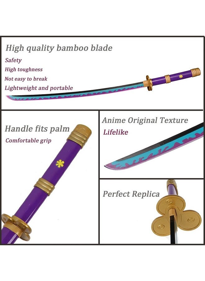 Trunkin 12 Years & More Katana For Cosplay Life Size Replica Wooden Toy Anime Accessory Toy Collectible | Wooden Sword (Rorono Zoro Yama Enma Purple)