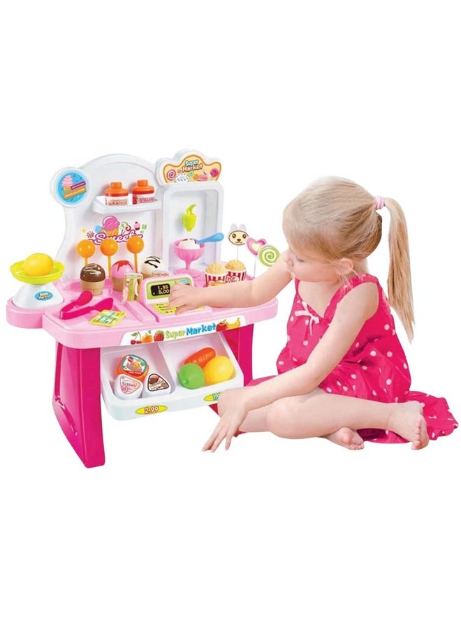 FunBlast Super Market Shopping Play Set Toys for Kids - Fast Food Play Set Toys for Girls, Pretend Play Toys for Kids Girls, Role Play Toys for 3+ Years Kids Girls Boys, Birthday Gift for Toddlers