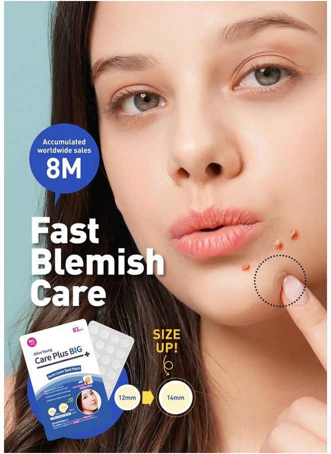 OLIVE YOUNG Care Plus Spot Patch Big (81 Count) | Hydrocolloid Patch, Spot Stickers for Acne Pimple and Zits