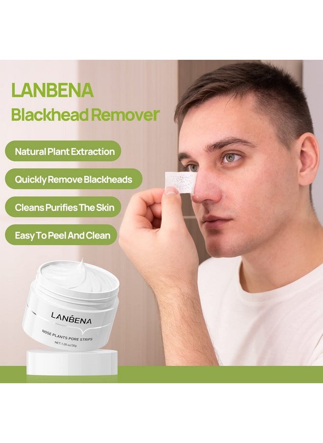 LANBENA 2.0 Blackhead Remover - 60 Pieces Peel Off Mask for Nose & Face, Nose Plants Pore Strips with Salicylic Acid, Blackhead Removal Kit 1.05oz