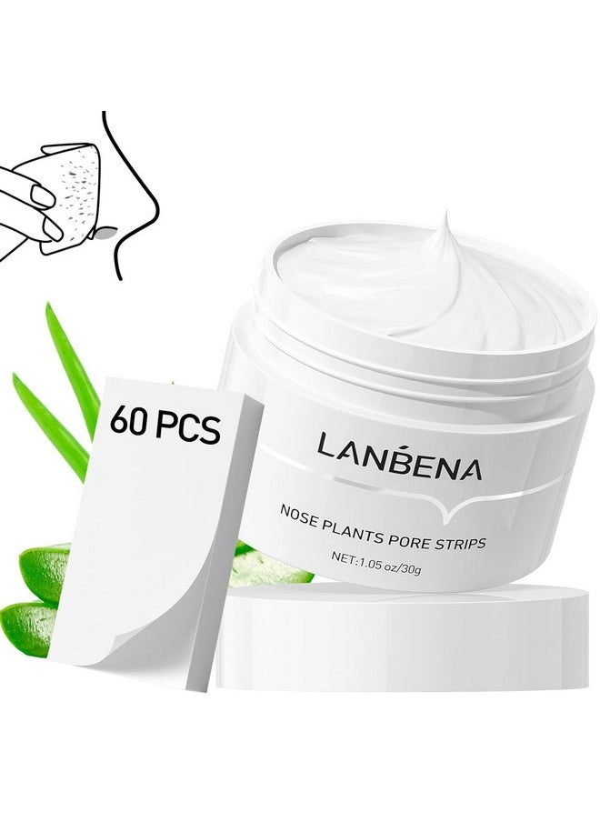 LANBENA Blackhead Remover for Face, 60 Pieces Pore Strips, Nose Plant Strips for Blackheads(1.05 Ounce)