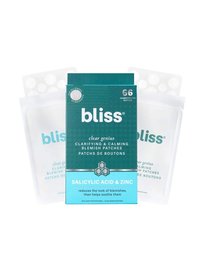 Bliss Clear Genius Blemish Patches - Salicylic Acid & Zinc for Fast Relief & Prevention, Clarifying Spot Treatment - 1 Pack