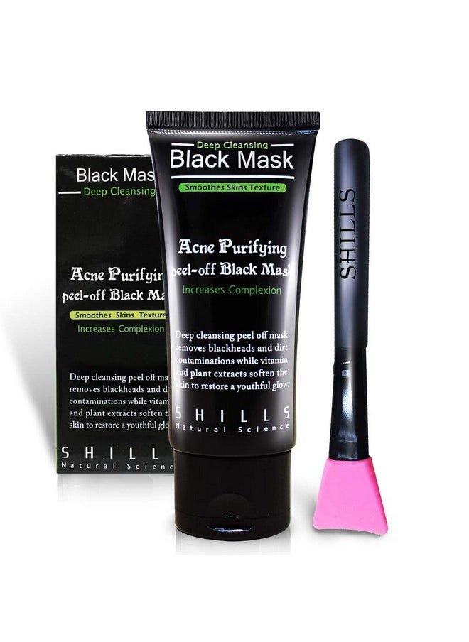 SHILLS Charcoal Face Mask, Peel Off Mask, Charcoal Mask, Peel Off Mask, Deep Cleansing, Purifying, Activated Charcoal Mask with Brush