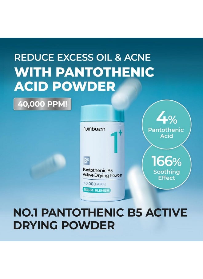 numbuzin No.1+ Pantothenic B5 Active Drying Powder | Spot Treatment Acne, Pantothenic Acid, Niacinamide, Madecassoside | Excess Oil Control, Flattens Cystic Acne, Breakouts | Korean Skincare | 0.24 oz