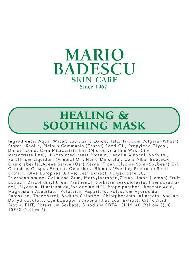Mario Badescu Healing & Soothing Mask - Creamy and Comforting Facial Mask with Kaolin Clay, Niacinamide, and Zinc Oxide - Restores Balance and Alleviates Dryness - Ideal for Oily or Problem Skin