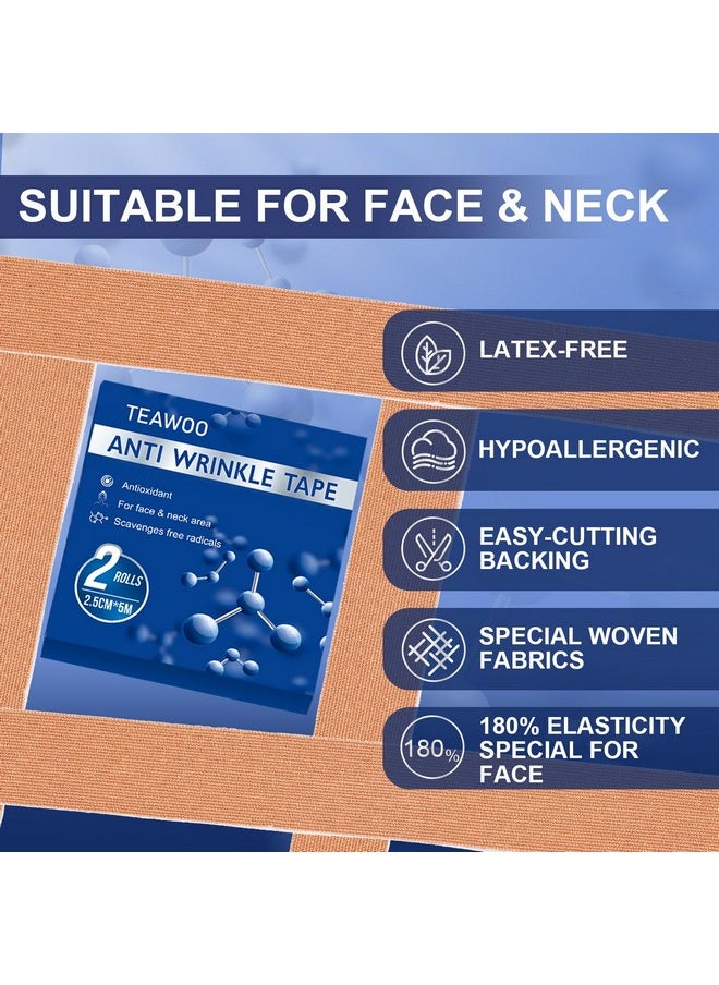 Anti-Wrinkle Tape | Facial Myofascial Lift Tape for Skin Firming, Toning & Tightening | Lift Tape for Face, Neck & Forehead | Smooths Wrinkles, Lifts Skin Anti-Aging Face Patches 2 rolls