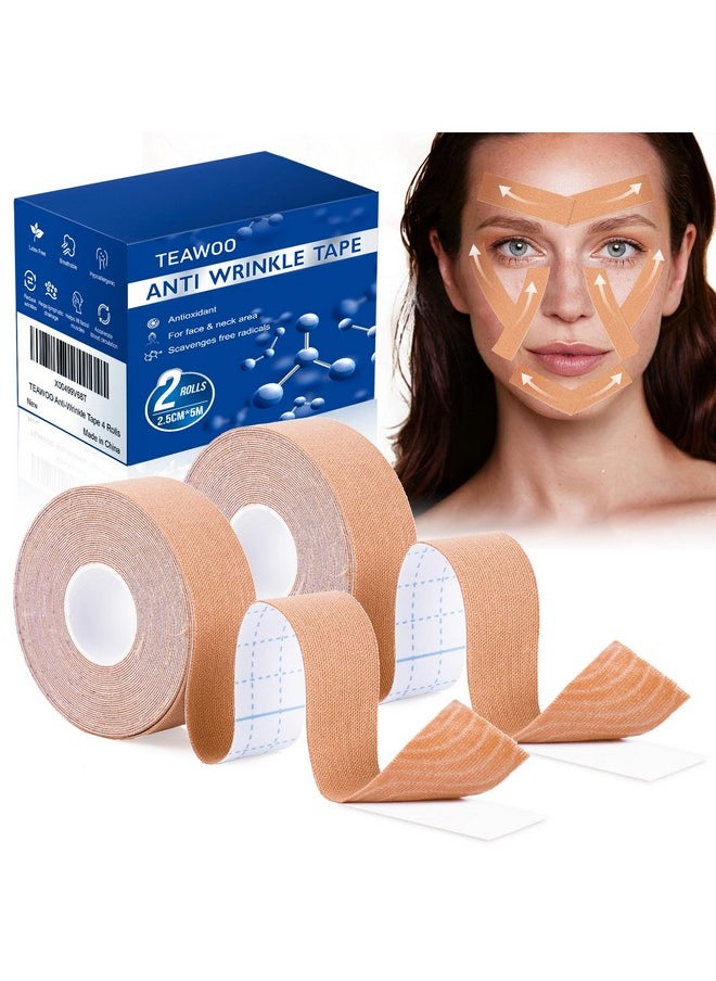 Anti-Wrinkle Tape | Facial Myofascial Lift Tape for Skin Firming, Toning & Tightening | Lift Tape for Face, Neck & Forehead | Smooths Wrinkles, Lifts Skin Anti-Aging Face Patches 2 rolls