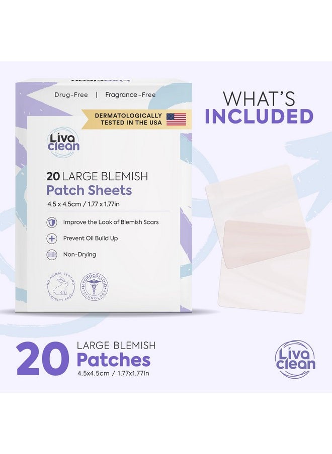 20 CT LivaClean Large Hydrocolloid Acne Patches - For Pore Spots Nose Face Cystic Pimple Zit Patch - Big Pimple Patches Hydrocolloid Bandages Strips Stickers Pimple Patch XL Large Acne Patch