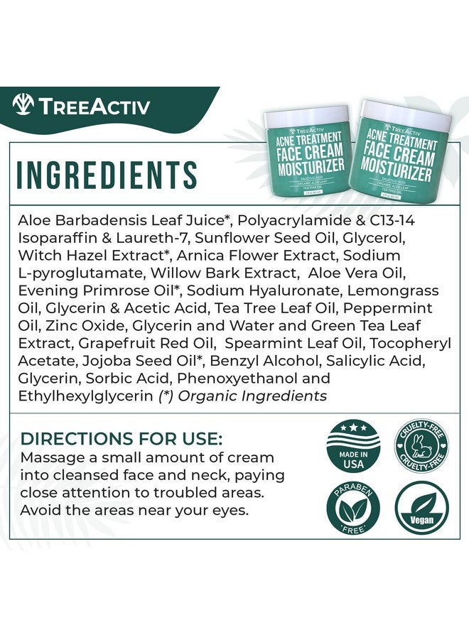 TreeActiv Salicylic Acid Face Moisturizer, 2 fl oz, Acne Treatment Face Cream for Oily Skin with and Tea Tree Oil, For Teens and Adults with Acne Prone Skin and Cystic Acne, 90 Day Supply