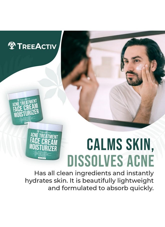 TreeActiv Salicylic Acid Face Moisturizer, 2 fl oz, Acne Treatment Face Cream for Oily Skin with and Tea Tree Oil, For Teens and Adults with Acne Prone Skin and Cystic Acne, 90 Day Supply