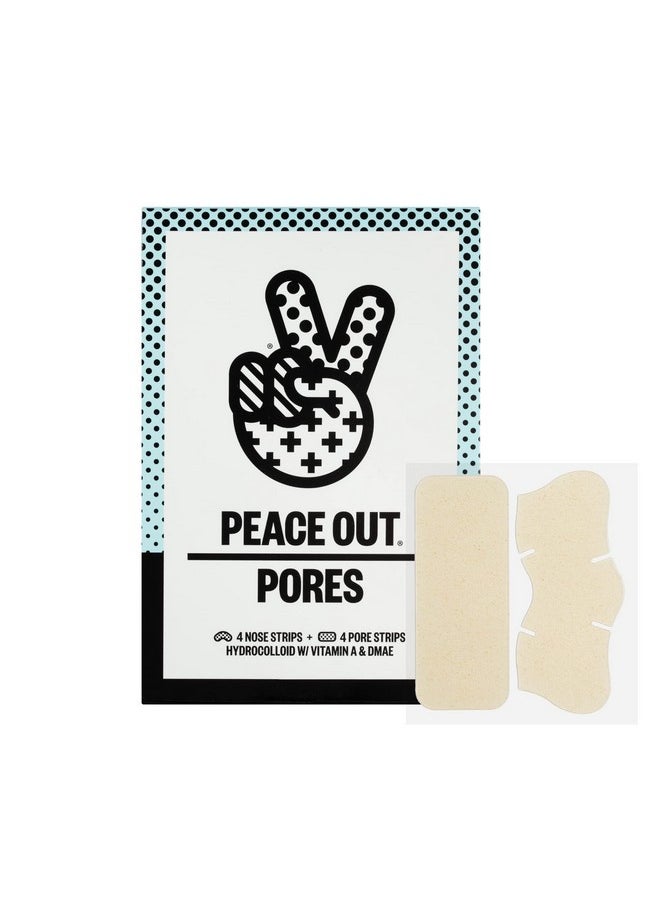 PEACE OUT Skincare Pore Minimizing Strips, Hydrocolloid Pore-Refining Nose and Face Strips with Retinol & Vitamin A to Shrink Enlarged Pores and Remove Blackheads (4 pore and 4 nose strips)