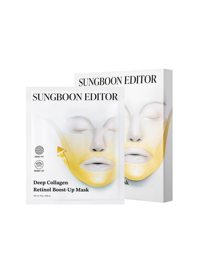 SUNGBOON EDITOR Deep Collagen Retinol Tension Boost Up Mask Set 4pcs | Face Tightening and Lifting Mask for V-Line | Smile Line & Forehead Wrinkles with Collagen & Retinol | Korean Skin Care
