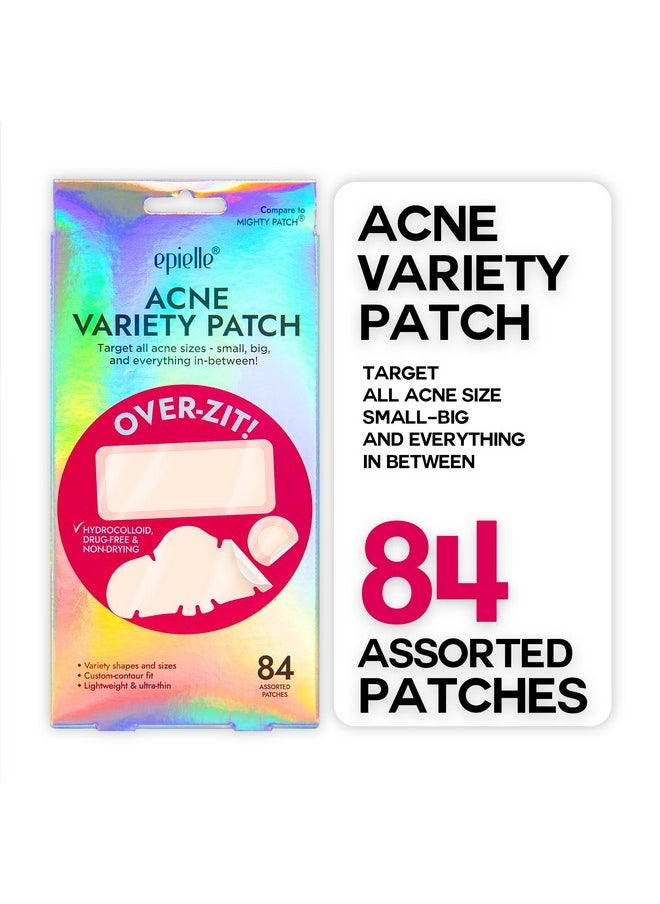 Epielle Over-Zit Acne Variety Patches | 84 Hydrocolloid Acne Pimple Patch for Covering Zits and Blemishes for Full Face (84 Counts)