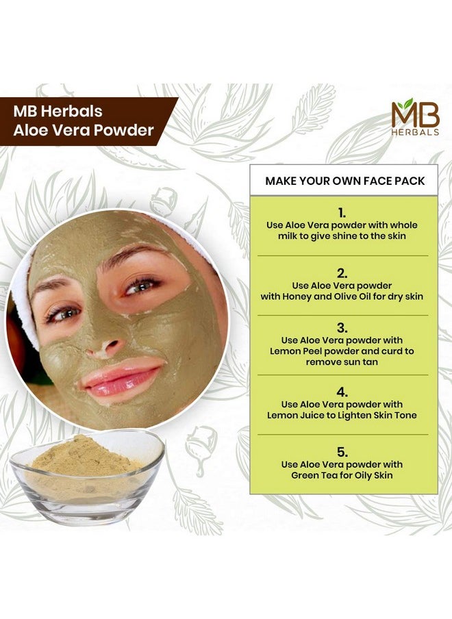 MB Herbals Aloe Vera Powder 8 oz (227 Gram / 0.5 lb ) | Aloe barbadensis Powder | Natural Skin Moisturizer | Promotes Hair Growth | For External Use Only