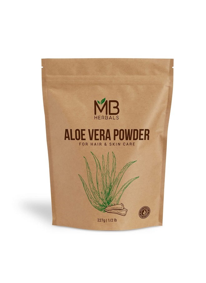 MB Herbals Aloe Vera Powder 8 oz (227 Gram / 0.5 lb ) | Aloe barbadensis Powder | Natural Skin Moisturizer | Promotes Hair Growth | For External Use Only
