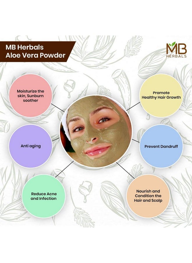 MB Herbals Aloe Vera Powder 8 oz (227 Gram / 0.5 lb ) | Aloe barbadensis Powder | Natural Skin Moisturizer | Promotes Hair Growth | For External Use Only