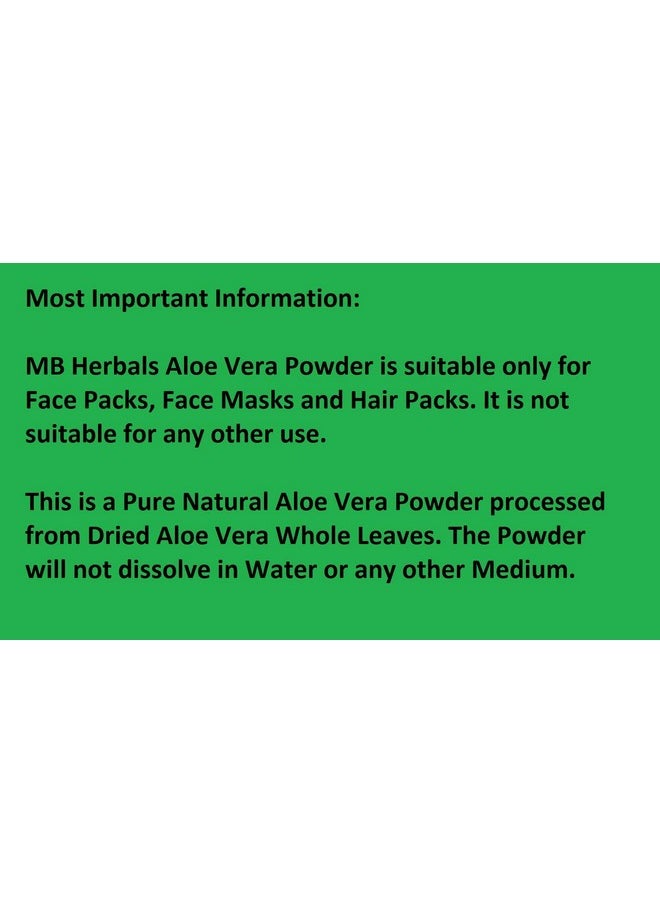 MB Herbals Aloe Vera Powder 8 oz (227 Gram / 0.5 lb ) | Aloe barbadensis Powder | Natural Skin Moisturizer | Promotes Hair Growth | For External Use Only
