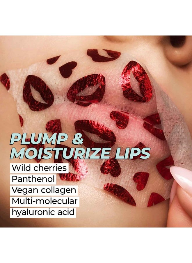 Vitamasques Lip Mask, 3-Pack - Cherry Vegan Collagen Lip Mask Sheets, Repair for Dry & Chapped Lips - Nourishing & Hydrating - Wild Cherries & Hyaluronic Acid - Vegan & Cruelty-Free