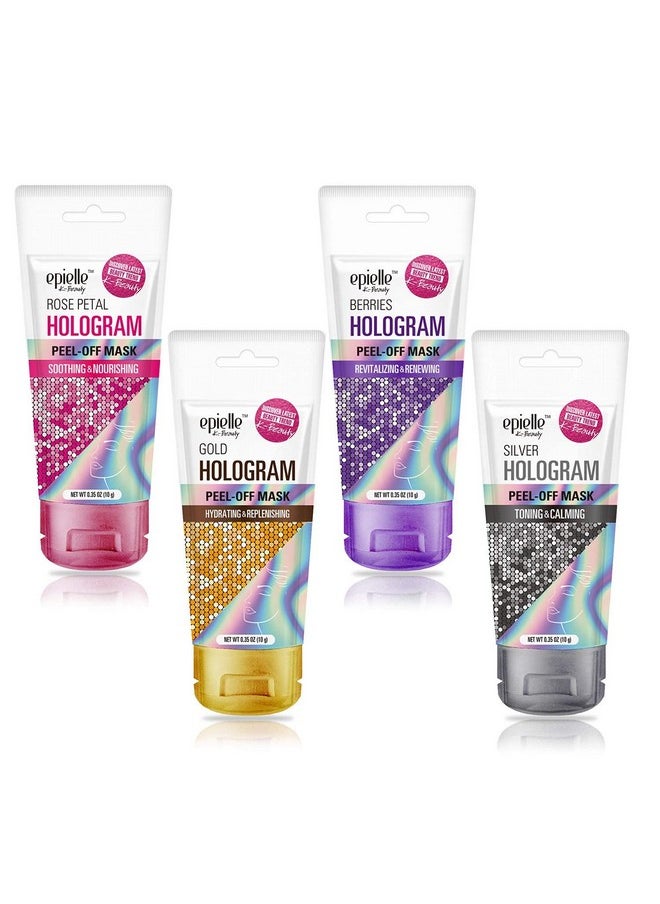 Epielle Hologram Peel Off Face Masks, Glitter Peel Off Mask, Toning & Calming, 8 variety packs (Single-Use Testers)