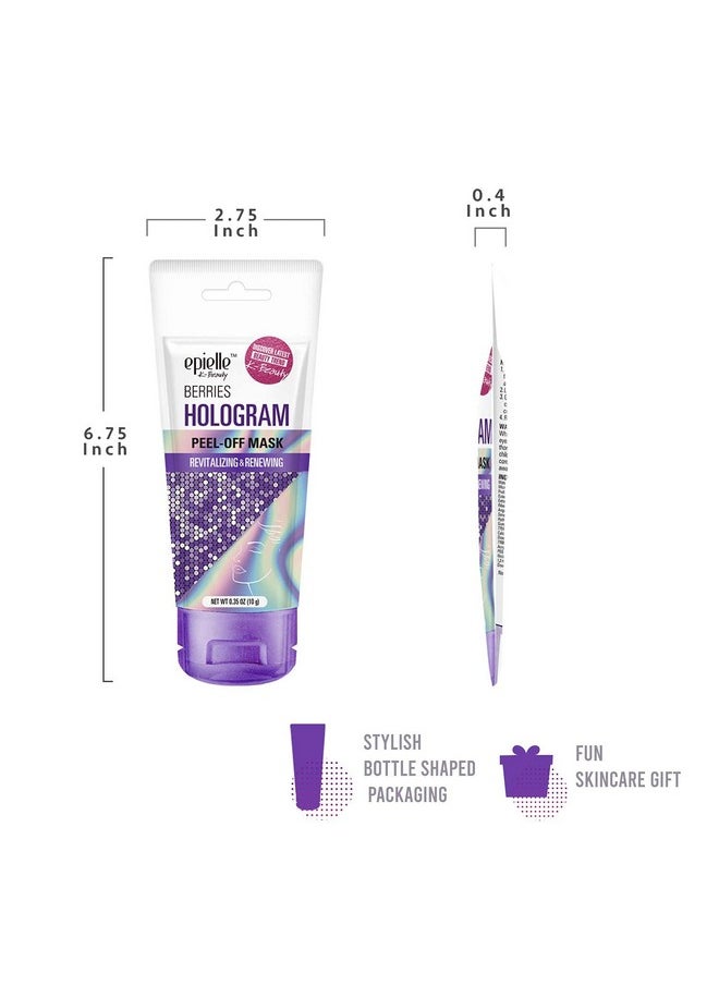 Epielle Hologram Peel Off Face Masks, Glitter Peel Off Mask, Toning & Calming, 8 variety packs (Single-Use Testers)