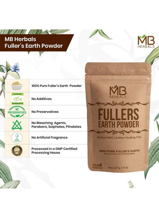 MB Herbals 100% Pure Fullers Earth Powder 100g | 3.5oz | Multani Mitti Facial Clay Bentonite Indian Healing Clay | No Preservatives | No Bleaching Agents | No Added Fragrance| Fuller's Earth