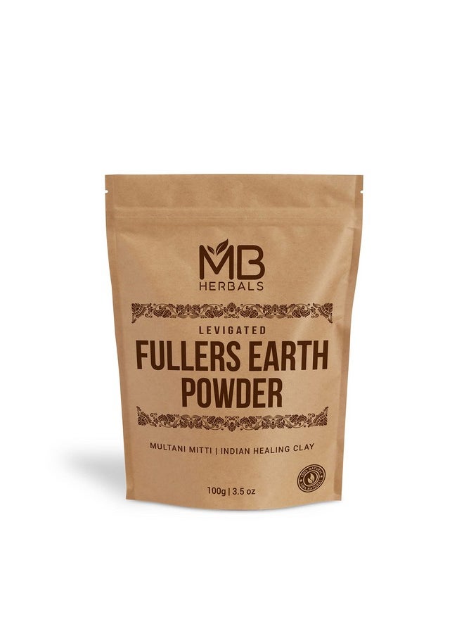 MB Herbals 100% Pure Fullers Earth Powder 100g | 3.5oz | Multani Mitti Facial Clay Bentonite Indian Healing Clay | No Preservatives | No Bleaching Agents | No Added Fragrance| Fuller's Earth