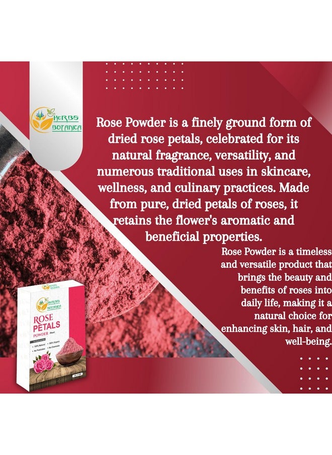 Herbs Botanica Organic Rose Petal Powder - Natural, Chemical-Free Rose Powder for Face Masks, Skin Care, DIY Beauty, Aromatherapy, and Culinary Use - 2 oz, No Added Preservatives or Colors