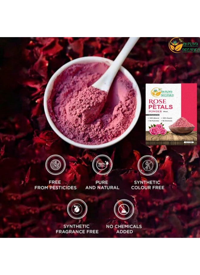 Herbs Botanica Organic Rose Petal Powder - Natural, Chemical-Free Rose Powder for Face Masks, Skin Care, DIY Beauty, Aromatherapy, and Culinary Use - 2 oz, No Added Preservatives or Colors