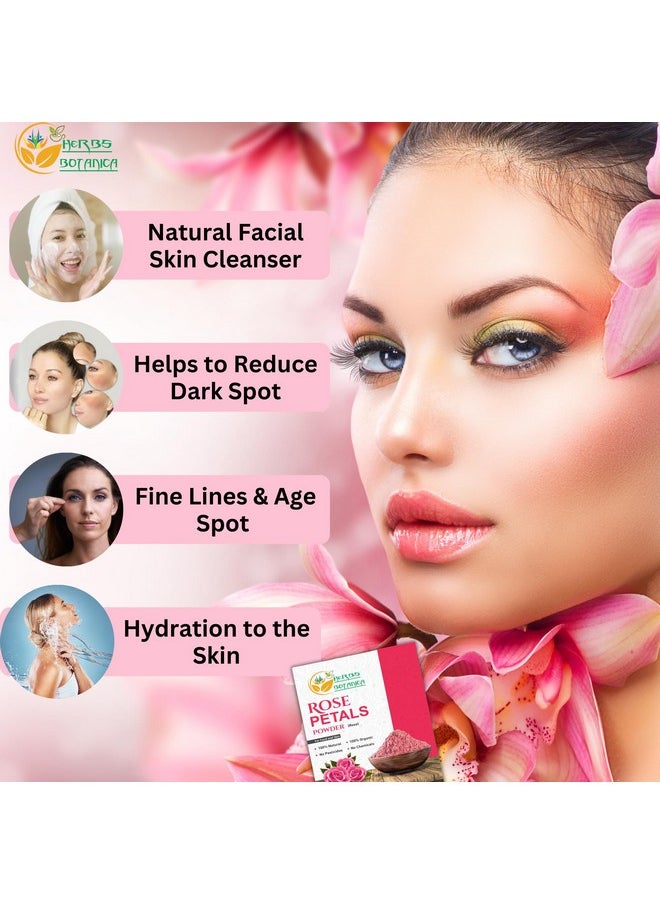Herbs Botanica Organic Rose Petal Powder - Natural, Chemical-Free Rose Powder for Face Masks, Skin Care, DIY Beauty, Aromatherapy, and Culinary Use - 2 oz, No Added Preservatives or Colors