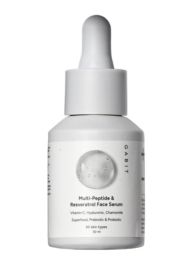 Gabit Multi-Peptide & Resveratrol Pro-ageing Serum For Wrinkles, Fine Lines, Dark Spots | Boosts Collagen | Normal, Oily, Dry, Sensitive Skin Types |Vit-C, Hyaluronic, Chamomile |For Women & Men, 30 ml