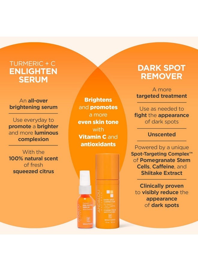 Andalou Naturals Turmeric + C Enlighten Serum, Skin Brightening with Vitamin C & Turmeric, Anti-Aging Care, Diminish Sun Damage, Lighten Skin, 1.1 Fl Oz.