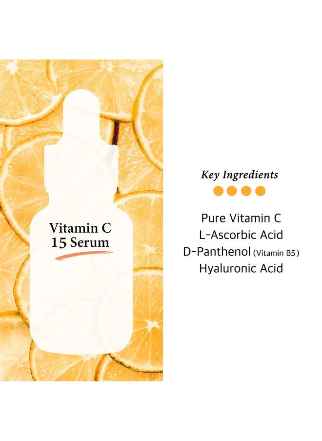 Vitamin C Serum 15% with Aloe Vera, Arbutin, Hyaluronic Acid - Korean Skincare for Radiant-Looking Skin