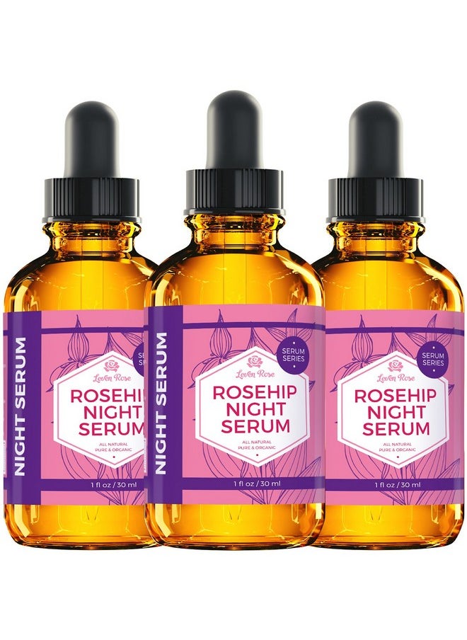 Leven Rose Rosehip Oil Night Face Serum, 100% Pure Organic Natural Rose Hip Oil Serum for Dry Skin 1 oz