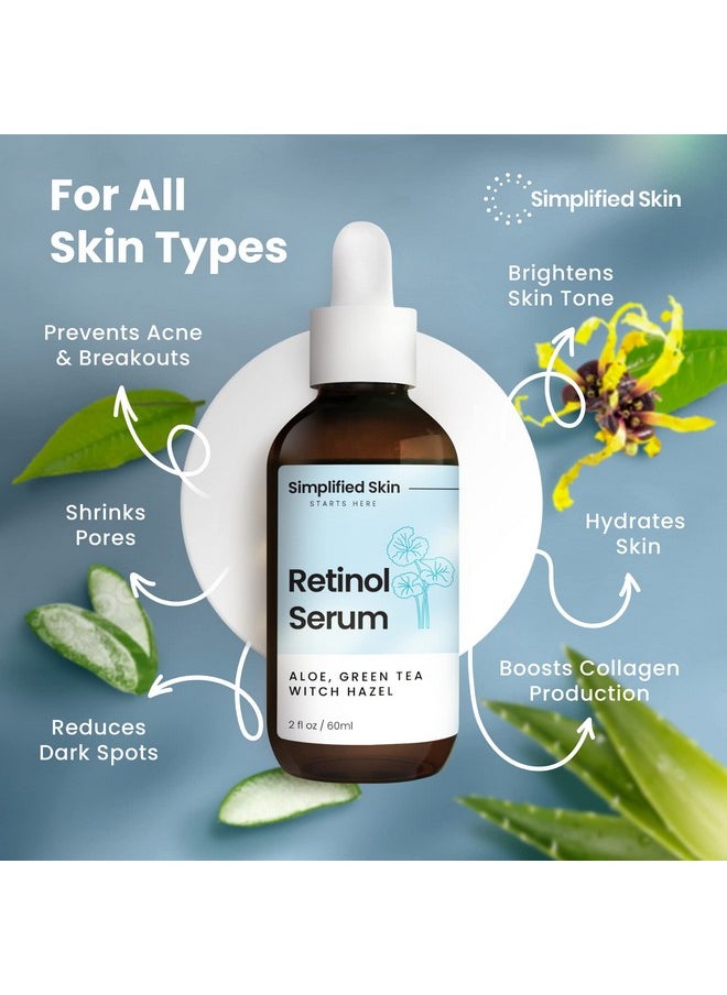 Retinol Serum for Face - Anti Aging Retinol with Hyaluronic Acid Face Serum for Acne Marks and Skin Texture Smoothing Fine Lines & Wrinkles - 2.5% Retinol Facial Serum for Day & Night - 2 Fl Oz