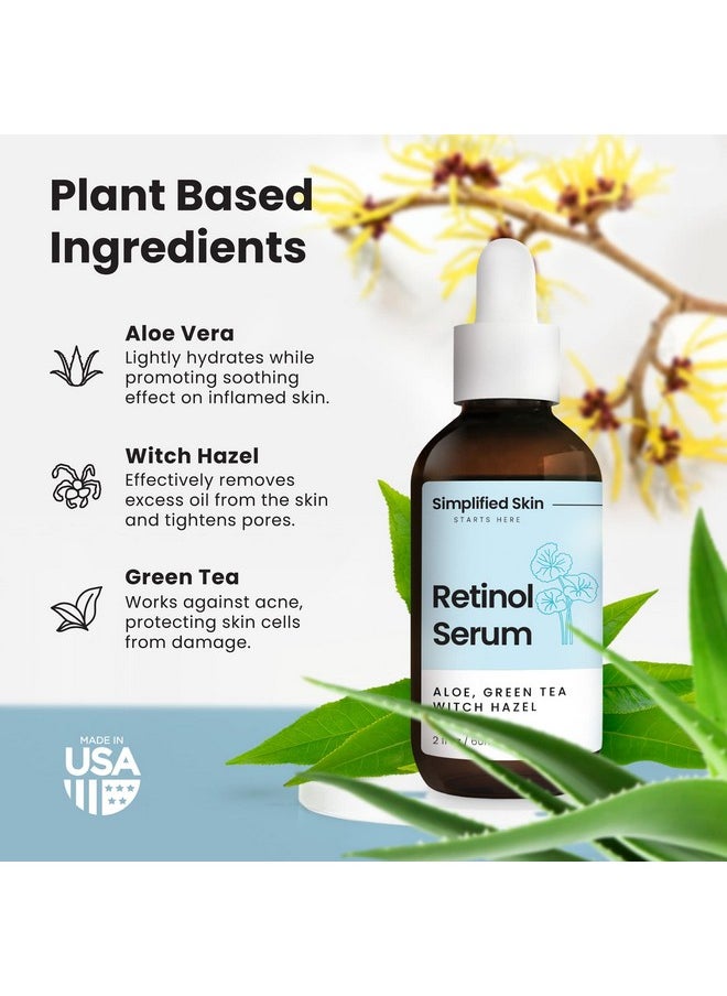 Retinol Serum for Face - Anti Aging Retinol with Hyaluronic Acid Face Serum for Acne Marks and Skin Texture Smoothing Fine Lines & Wrinkles - 2.5% Retinol Facial Serum for Day & Night - 2 Fl Oz