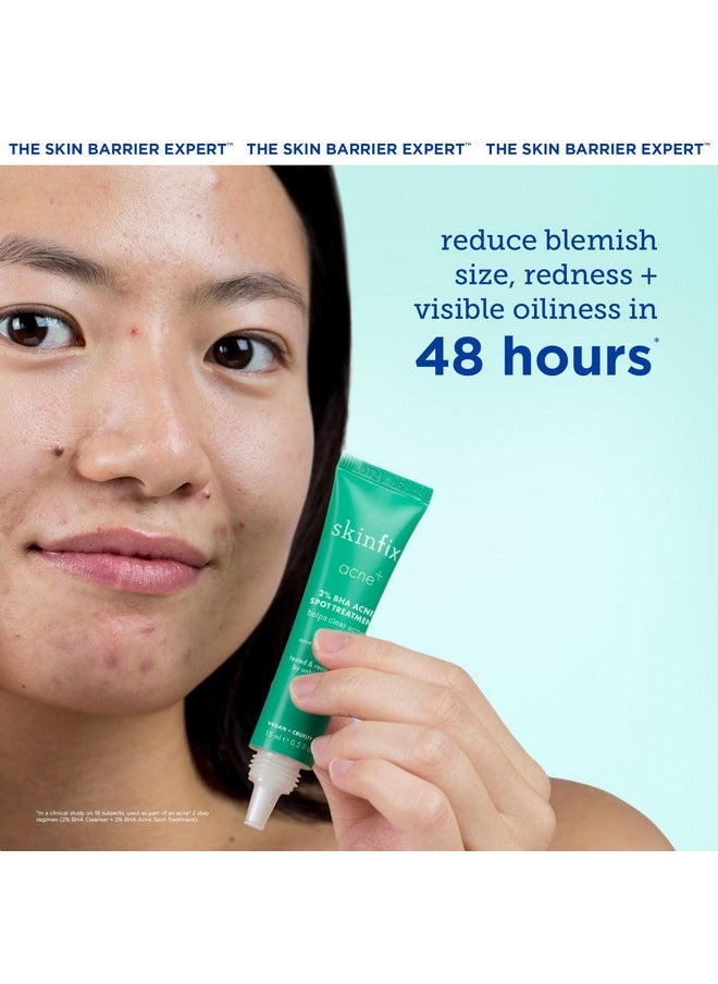 Skinfix Acne+ 2% BHA Acne Spot Treatment: Clinical-Strength, Rapid-Acting Acne Treatment that Reduces Blemish Size and Redness, Plus Prevents New Acne Pimples from Forming, 0.5 oz