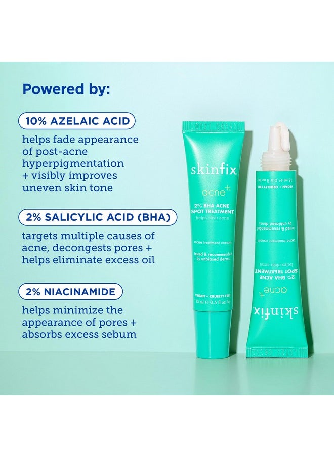 Skinfix Acne+ 2% BHA Acne Spot Treatment: Clinical-Strength, Rapid-Acting Acne Treatment that Reduces Blemish Size and Redness, Plus Prevents New Acne Pimples from Forming, 0.5 oz