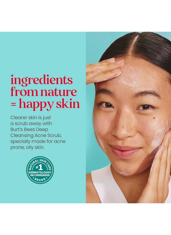 Burt’s Bees Clear and Balanced Deep Cleansing Acne Scrub, Salicylic Acid Acne Treatment with Cica, Facial Cream Exfoliator Helps Unclog Pores and Reduce Acne, 4 Oz