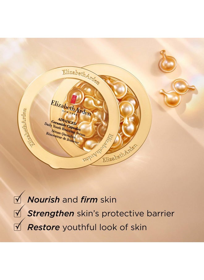 Elizabeth Arden Daily Ceramide Serum Capsules, Advanced Anti-Aging Serum Capsules for Minimizing Wrinkles, Fragrance-Free, Enhances Skin Hydration and Radiance, 30 Count, 0.47 fl oz