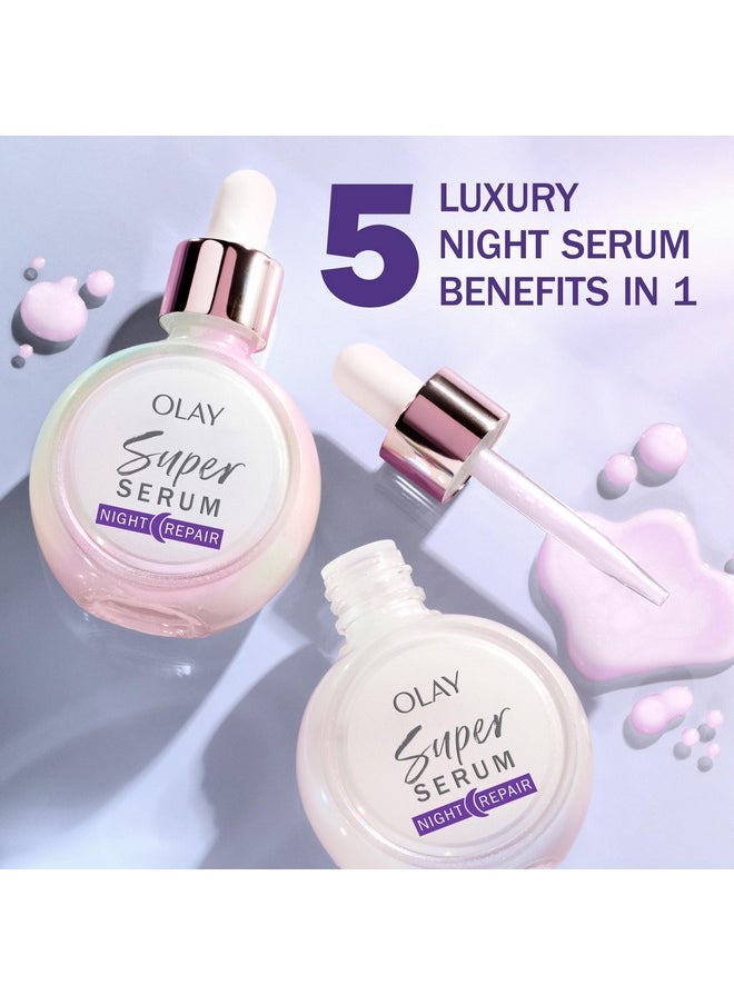 Olay Super Serum for Night Repair 1.0 oz, 5-in-1 Lightweight Skin Cell Renewing Face Serum, Wrinkle Correcting Treatment with Salicylic Acid & Niacinamide
