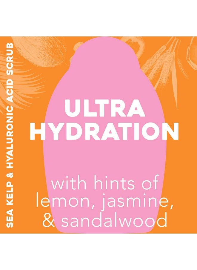 OGX Hydration + Sea Kelp & Hyaluronic Acid Sulfate-Free Lightly Moisturizing Body Scrub with Black Rice, Gentle Exfoliating Daily Body Wash to Soften & Smooth Skin, 19.5 Fl Oz