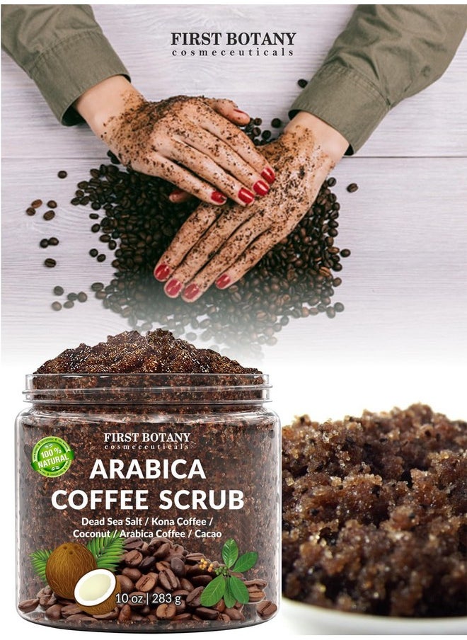 100% Natural Arabica Coffee Scrub with Organic Coffee & Shea Butter - Best body scrub 10 oz