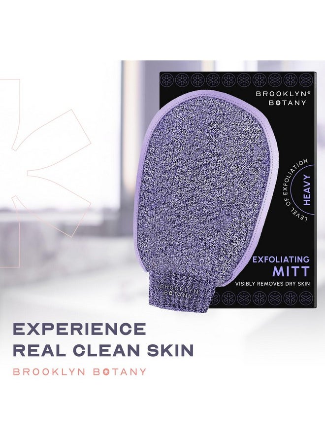 Brooklyn Botany Exfoliating Mitt for Bath and Shower - Heavy Duty Exfoliating Body Scrubber for Massage and Dead Skin Remover for Body - 1 Mitt