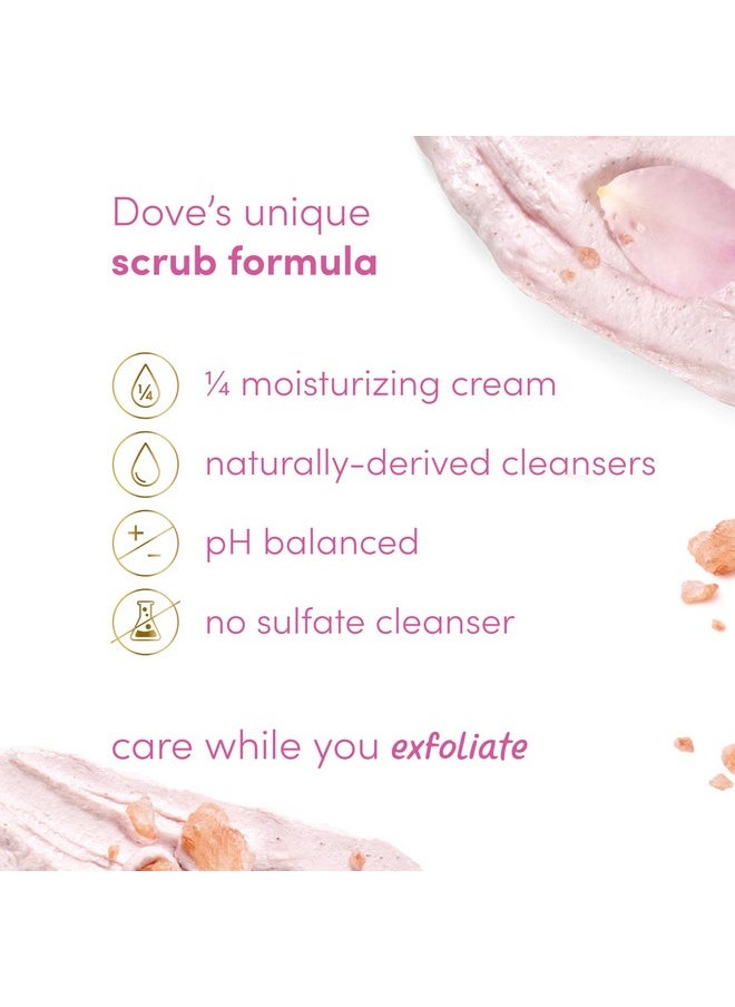 Dove Body Scrub Himalayan Salt & Rose Oil 3 Count for Visibly Silky-Smooth, Nourished Skin, with ¼ Moisturizing Cream, 10.5 oz