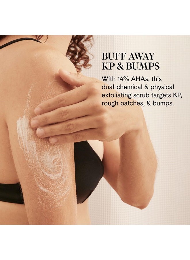 Fur KP Body Scrub - Powerful 14% AHA Body Scrub for Keratosis Pilaris or Rough Patches to Smooth and Clear Skin using Lactic Acid and Physical Exfoliants While Moisturizing the Skin - 6 oz
