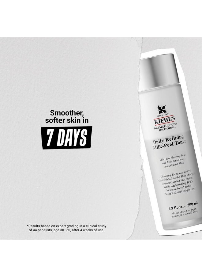 Kiehl's Daily Refining Milk-Peel Toner, Gentle Exfoliating Facial Toner, Refines Skin Texture, Brightens & Softens Skin, Restores Moisture, with Lipo-Hydroxy Acid & Almond Milk - 6.8 fl oz