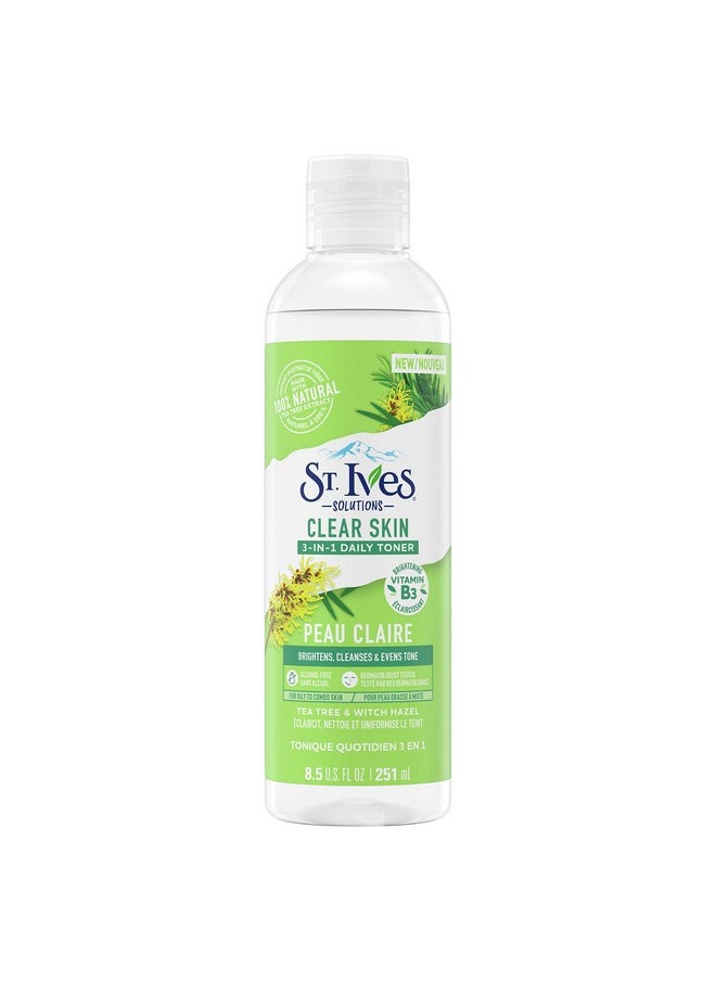 St.Ives Solutions 3-in-1 Face Toner For Combination to Oily and Acne Prone Skin Clear Skin Made with 100 percent Natural Tea Tree Extract, Vitamin B3, Micellar Water Technology, and Witch Hazel 8.5 oz